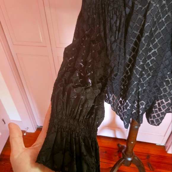 Black Diane Von Furstenberg Blouse with Bow - Picture 3 of 5